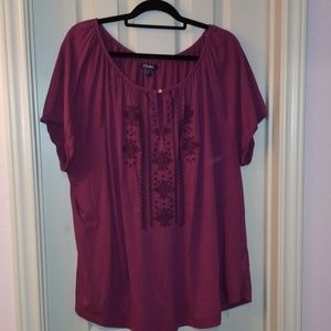Chaps Peasant T-Shirt Top 3X
